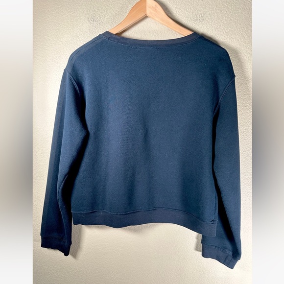 SANDRO Paris Crewneck Sweatshirt With Silver Grommet Eyelets Black - Picture 2 of 9